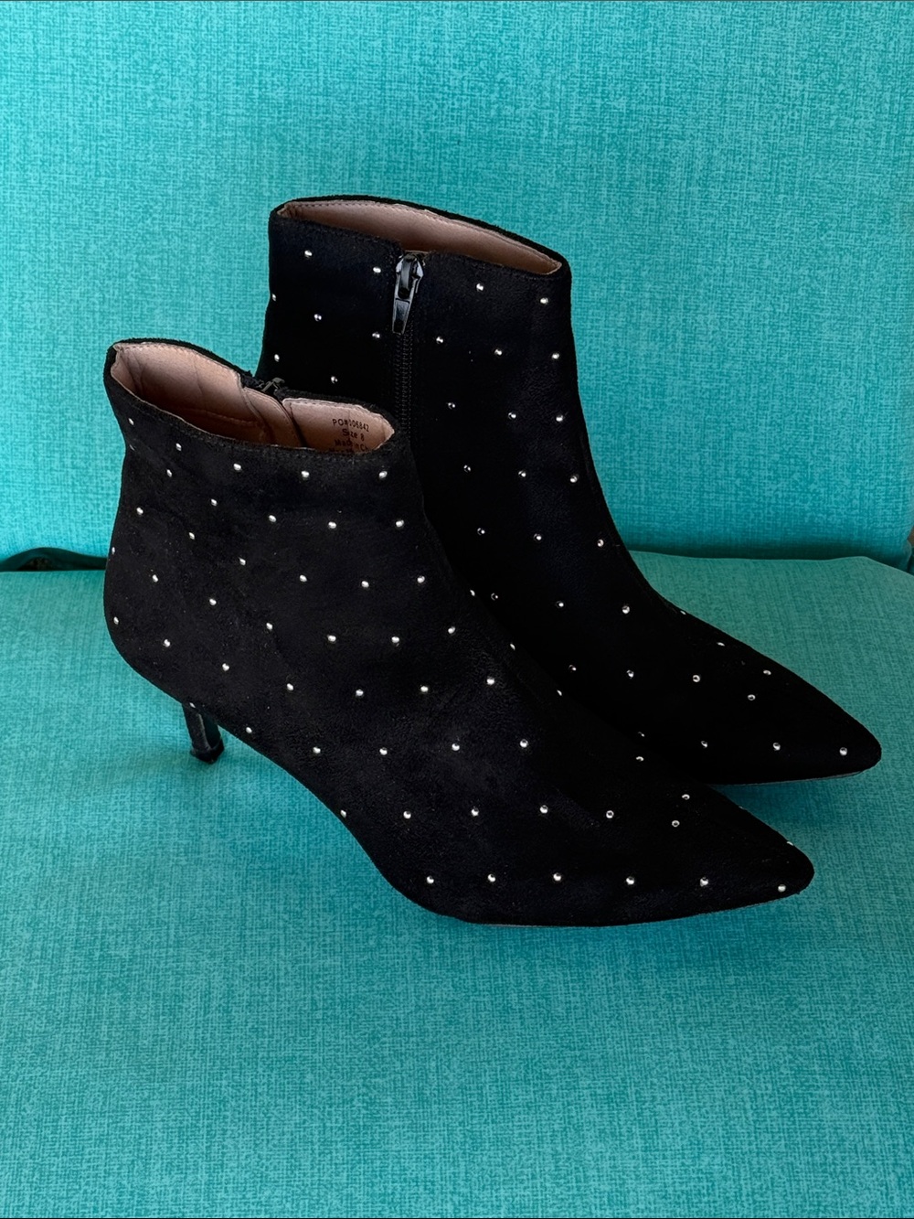 Women's Black Studded Suede Ankle Boots